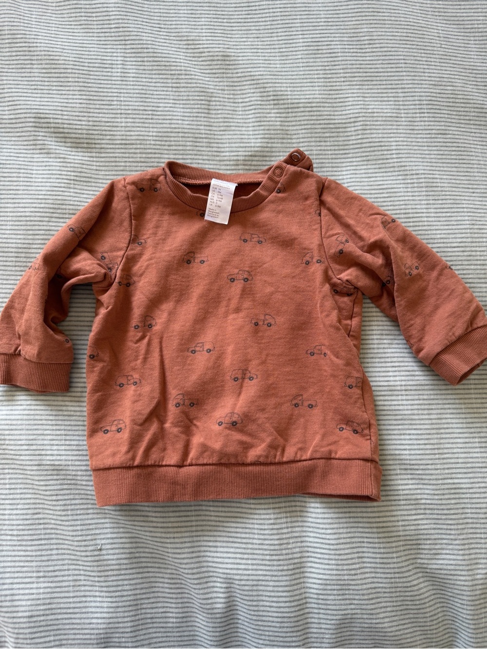 H&M Brown Crewneck Sweatshirt with Tiny Car Motif